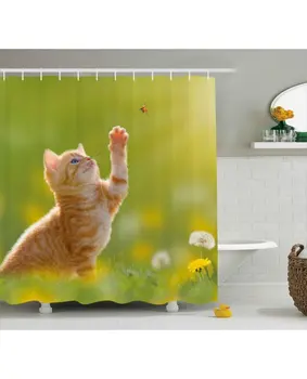Animal Shower Curtain Ladybug Cats Dandelions Print For Bathroom Waterproof And mildew resistant Set Hooks
Animal Shower Curtain Ladybug Cats Dandelions Print For Bathroom Waterproof And mildew resistant Set Hooks