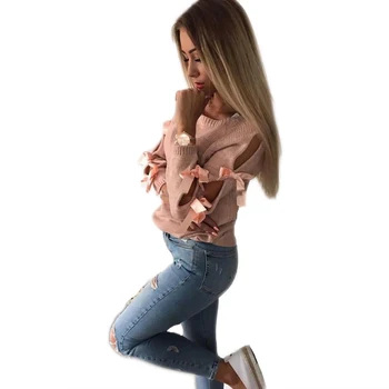 2018 New Women autumn ladies solid Knitted Jumper Sweater long sleeve hollow out bow bandage sweet casual Pullover Knitwear Tops
2018 New Women autumn ladies solid Knitted Jumper Sweater long sleeve hollow out bow bandage sweet casual Pullover Knitwear Tops