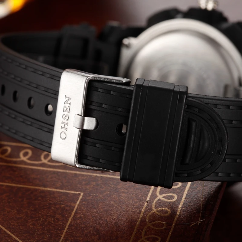 Цифровые кварцевые часы OHSEN мужские Модные наручные с резиновой лентой