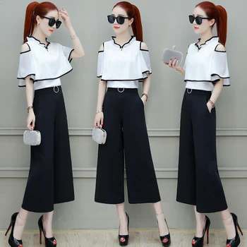 Women Pullover T-shirt Tops & Wide Leg Pants Set Casual Fashion Two Pieces Set Clothing
Women Pullover T-shirt Tops & Wide Leg Pants Set Casual Fashion Two Pieces Set Clothing