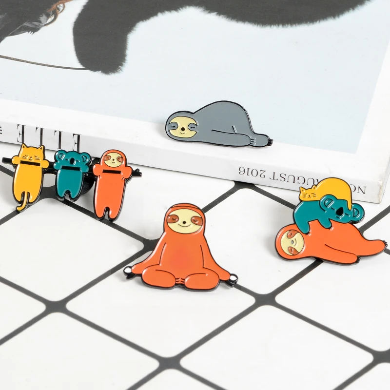 Cute Sloth Enamel pins collection Animal lovers Brooches Lazy Cartoon Cat Koala Sloth Badge Shirt Collar Pin Brooch for Friends
Cute Sloth Enamel pins collection Animal lovers Brooches Lazy Cartoon Cat Koala Sloth Badge Shirt Collar Pin Brooch for Friends