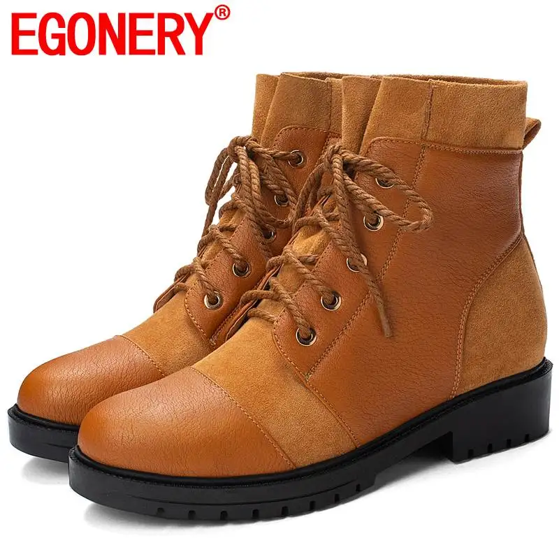 EGONERY woman motorcycle boots brown black martin boots lace-up woman shoes Casual round toe Combat boots plus size 32-43 boots
EGONERY woman motorcycle boots brown black martin boots lace-up woman shoes Casual round toe Combat boots plus size 32-43 boots