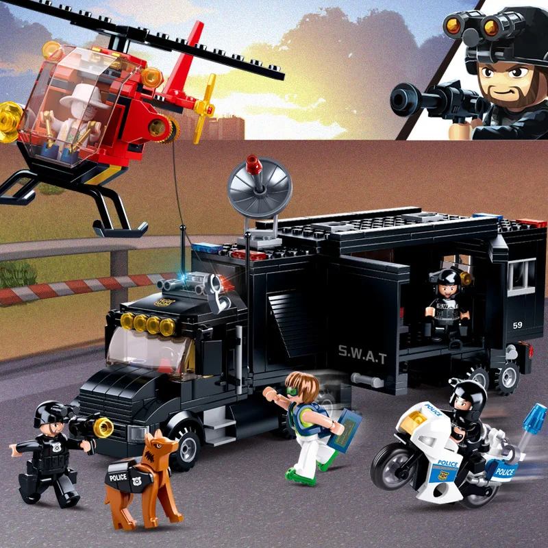 Special command vehicle city police helicopter special police assembled building blocks truck educational toys
Special command vehicle city police helicopter special police assembled building blocks truck educational toys
