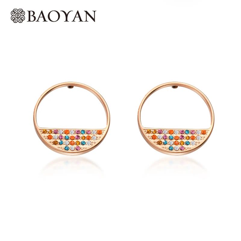 Baoyan радужные серьги-кольца со стразами для женщин ювелирные изделия из