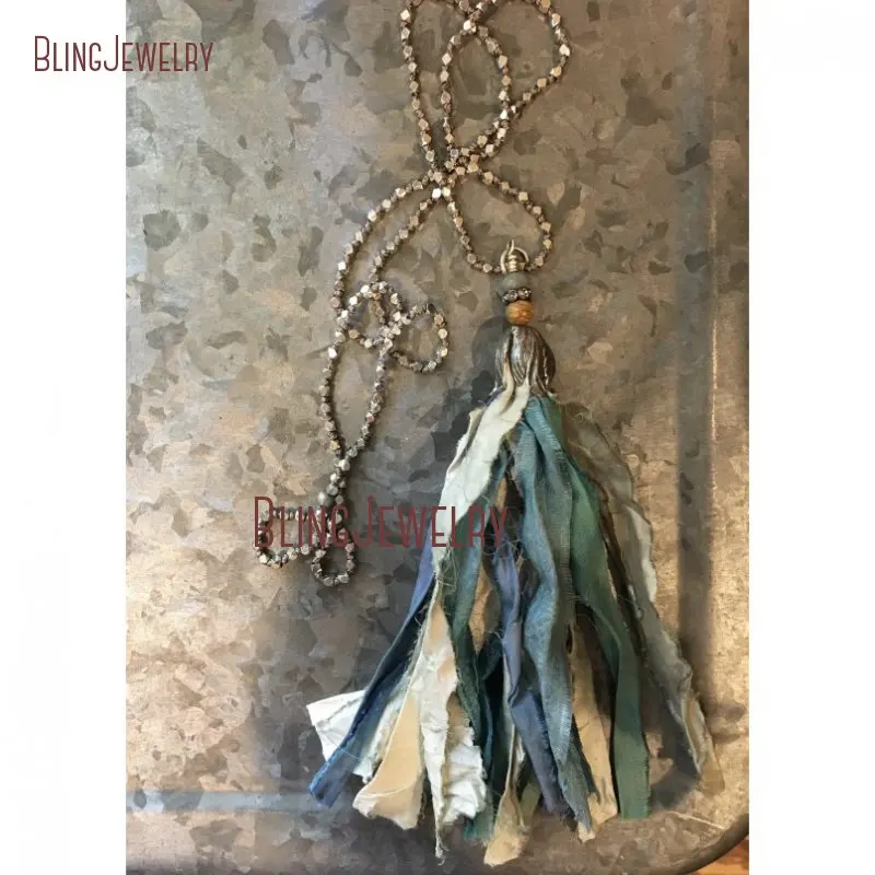 Bohemian Sari Silk Tassel with Silver Ethiopian White Metal Beads Hand knotted Necklace Accessory Beads Necklace NM23955
Bohemian Sari Silk Tassel with Silver Ethiopian White Metal Beads Hand knotted Necklace Accessory Beads Necklace NM23955