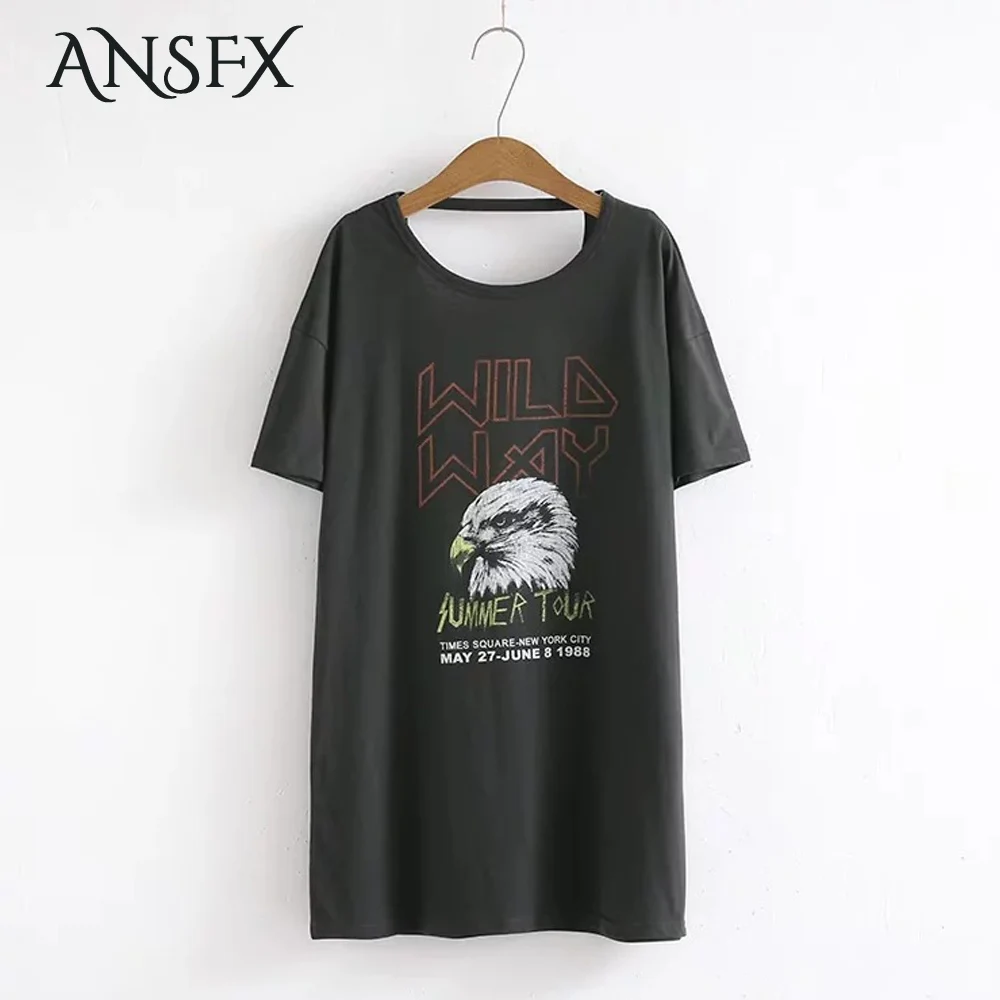ANSFX Trendy Character Letter Pattern Print O-Neck Rear Hollow Out Backless Short Sleeve Fashion Casual Autumn Women Mini Dress
ANSFX Trendy Character Letter Pattern Print O-Neck Rear Hollow Out Backless Short Sleeve Fashion Casual Autumn Women Mini Dress