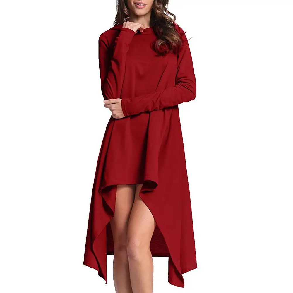 Casual Women Dress Solid Color Front Short Back Long Hooded Dress Loose Tunic Hoodies
Casual Women Dress Solid Color Front Short Back Long Hooded Dress Loose Tunic Hoodies