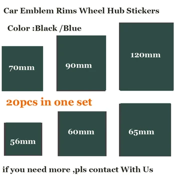 20PCS For VW Passat B6 B7 CC Golf Jetta MK5 MK6 56MM 60MM 65MM 70MM 90MM 120MM Decals Car Badge Emblem Rims Wheel hub stickers