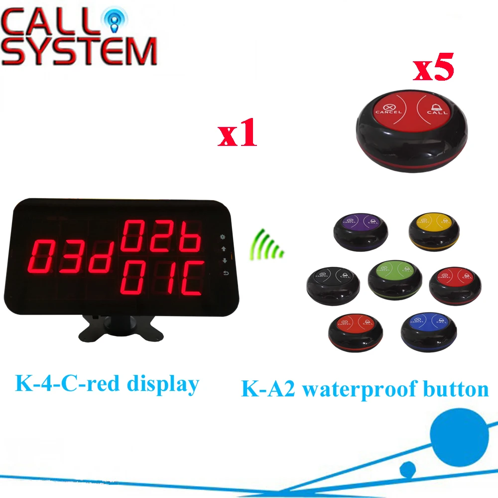 Wireless Waiter Calling System Wholesales Price Of Ycall Brand Long Rang Disctance 433.92MHZ( 1 display+5 call button )
Wireless Waiter Calling System Wholesales Price Of Ycall Brand Long Rang Disctance 433.92MHZ( 1 display+5 call button )