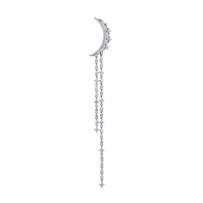 Fashion Tassel Single Earring Simple Design Zircon Glass Copper Moon Earring For Women Handmade Wholesale Luxury Earring
Fashion Tassel Single Earring Simple Design Zircon Glass Copper Moon Earring For Women Handmade Wholesale Luxury Earring