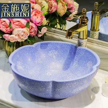 Gold jingdezhen ceramic art bathroom table basin wash basin white dull blue bohemia
Gold jingdezhen ceramic art bathroom table basin wash basin white dull blue bohemia