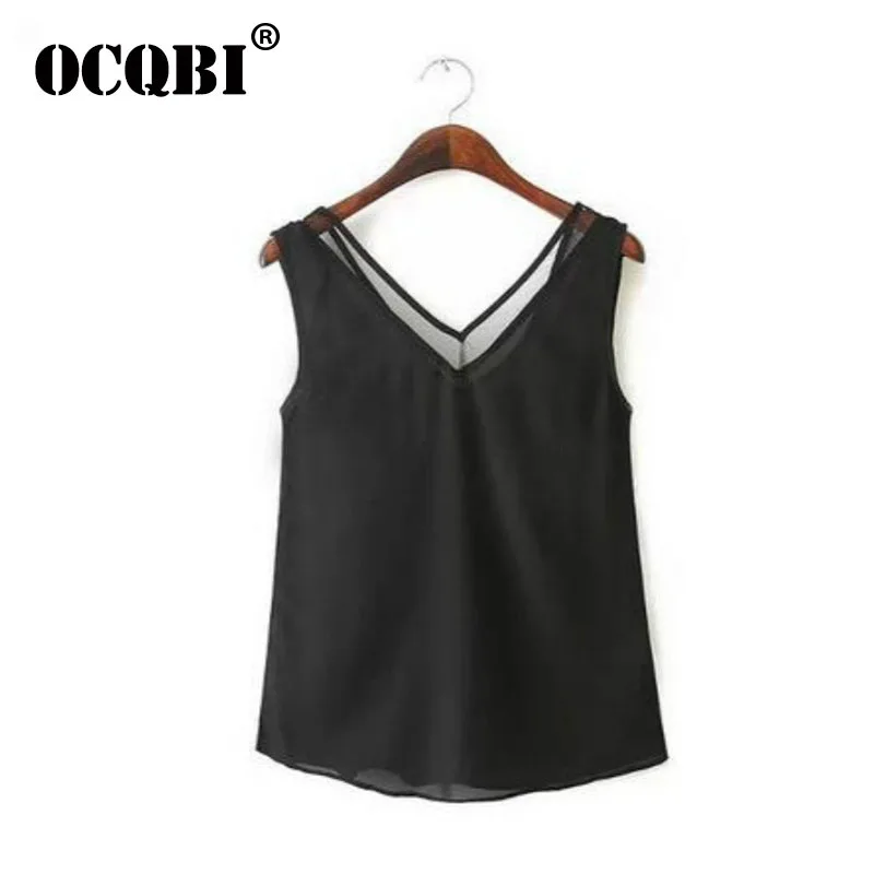 Tank Tops Women Loose Casual Chiffon Solid Sleeveless Vest All-match Sexy Basic V-neck For Female Clothing | Женская одежда