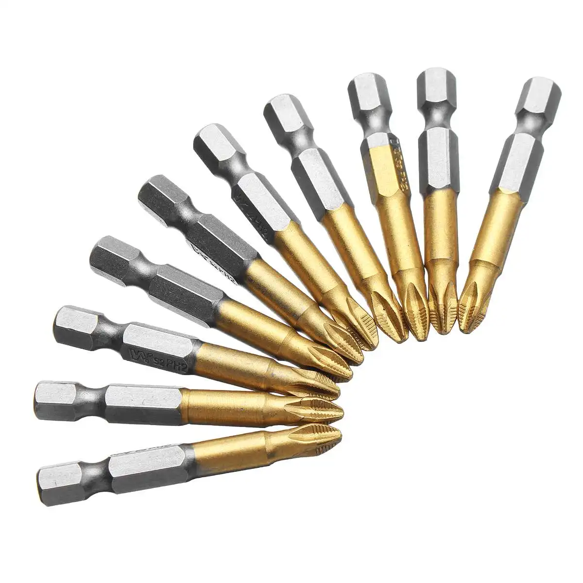 5/10Pcs 50mm Titanium Coated PH2 Anti Slip Bits Electric Screwdriver Bits 1/4" Hex Shank Bits set For Repair Work
5/10Pcs 50mm Titanium Coated PH2 Anti Slip Bits Electric Screwdriver Bits 1/4" Hex Shank Bits set For Repair Work