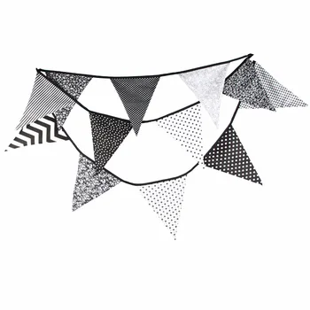 White Black Stripes Banner, Flags Bunting Garland For Wedding / Birthday / Baby Shower Party Decoration 360cm cotton banner
White Black Stripes Banner, Flags Bunting Garland For Wedding / Birthday / Baby Shower Party Decoration 360cm cotton banner
