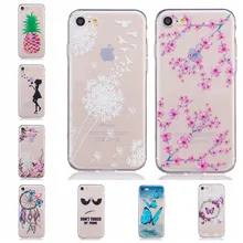 3D Embossed Case Slim Clear Soft TPU Silicone Cover for Apple iPhone 7 iPhone7 Pink Flower Pineapple Butterfly Phone Capa