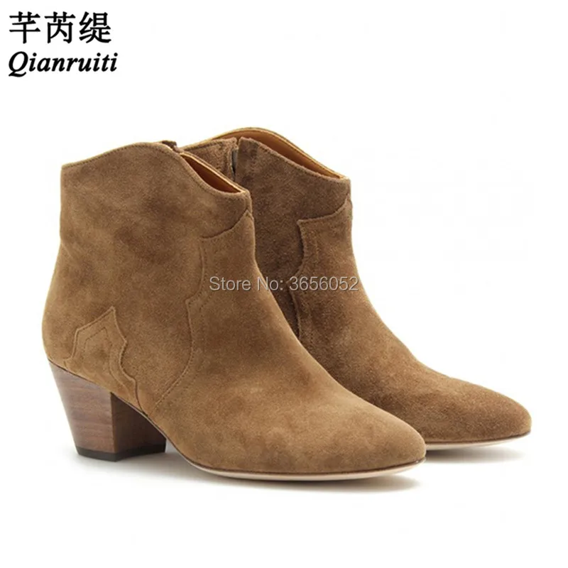 Qianruiti Celebrity Suede Leather Faded Vintage Shoes Medium Chunky Heels Side Zip Ankle Booties Stacked Heel Ladies BootsAutumn
Qianruiti Celebrity Suede Leather Faded Vintage Shoes Medium Chunky Heels Side Zip Ankle Booties Stacked Heel Ladies BootsAutumn