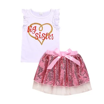 2019 Summer Baby Girls dress set big sister printed cotton t-shirt + Short dress 2PC outfits Children clothes
2019 Summer Baby Girls dress set big sister printed cotton t-shirt + Short dress 2PC outfits Children clothes