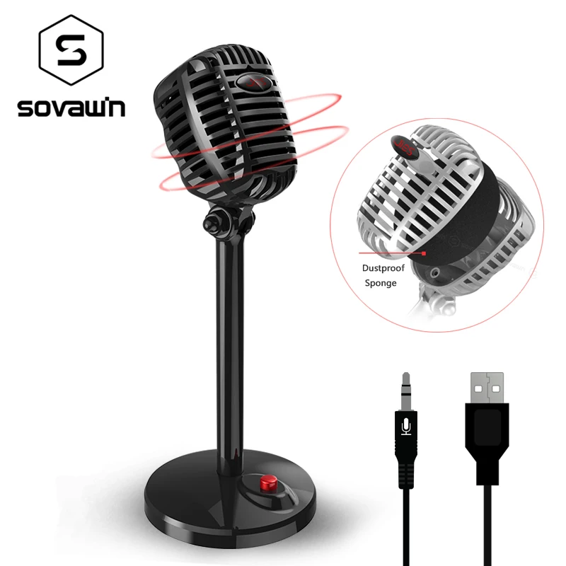 Retro HD Studio 3.5mm USB Gaming Condenser Microphone Network Audio Karaoke Microphone Professional Recording Desktop Microphone
Retro HD Studio 3.5mm USB Gaming Condenser Microphone Network Audio Karaoke Microphone Professional Recording Desktop Microphone