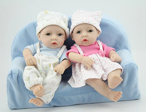Миниатюрная кукла близнецов Милая силиконовая виниловая для маленьких детей