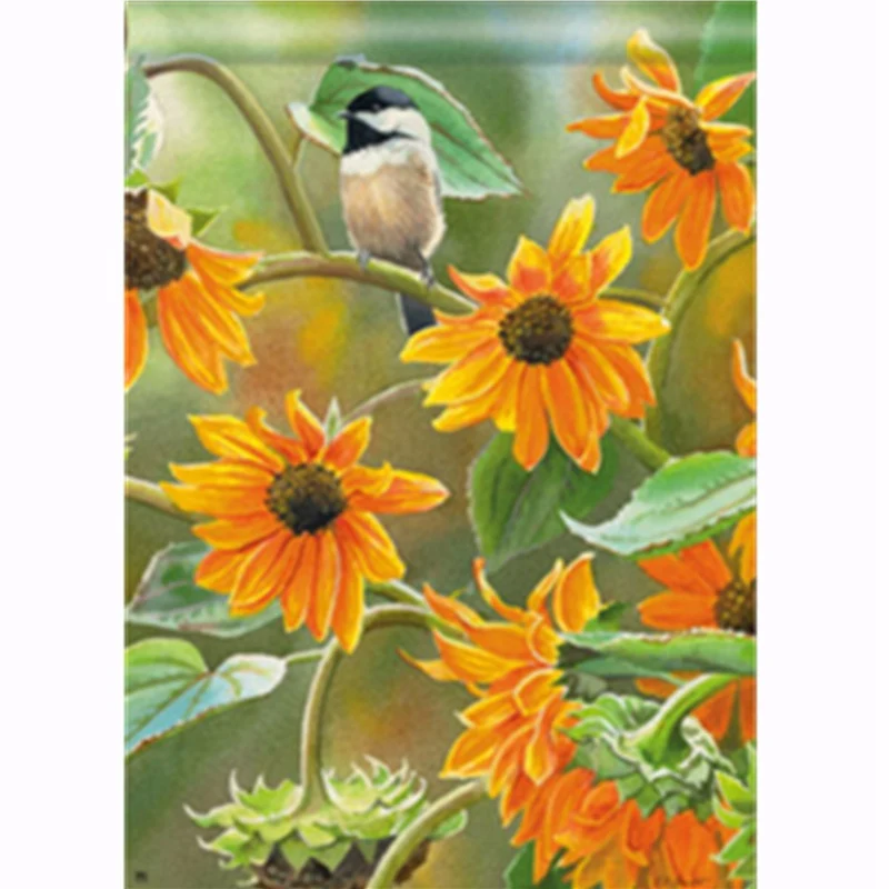 Image Top Selling Sunflower Chickadee Fall House Flag Floral Decorative Yard Banner 28