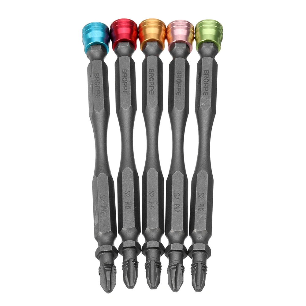 Broppe 5pcs 110mm Anti Slip Electric Hex Magnetic Screwdriver Bits S2 Double PH2 Phillips Head Aluminum Ring 1/4 Inch Hex Shank
Broppe 5pcs 110mm Anti Slip Electric Hex Magnetic Screwdriver Bits S2 Double PH2 Phillips Head Aluminum Ring 1/4 Inch Hex Shank