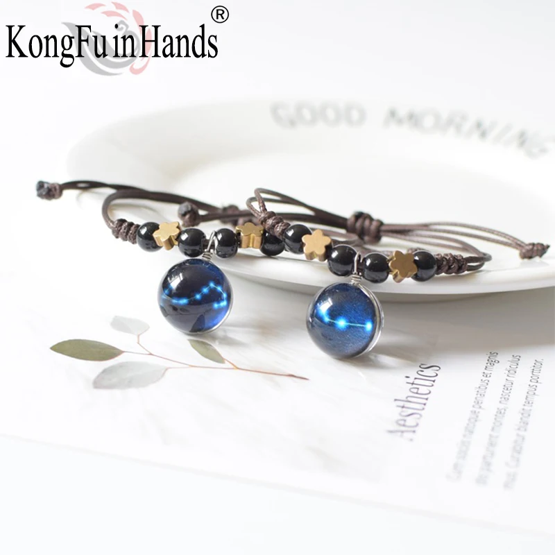 Couple 12 Constellations Luminous Woven Bracelets Round Pendant Rope Chain Unisex Beaded Simple Jewelry For Student Lover Gift
Couple 12 Constellations Luminous Woven Bracelets Round Pendant Rope Chain Unisex Beaded Simple Jewelry For Student Lover Gift