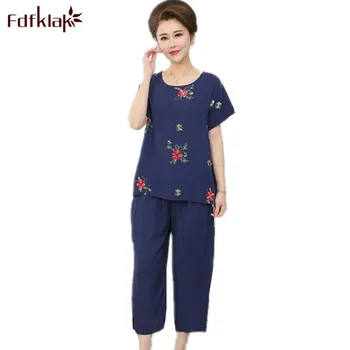Fdfklak Summer Pijamas Cotton Linen Woman Night Sleepwear Sets Home Clother Pyjama Femme Pajamas Plus Size L XL XXL 3XL Q930
Fdfklak Summer Pijamas Cotton Linen Woman Night Sleepwear Sets Home Clother Pyjama Femme Pajamas Plus Size L XL XXL 3XL Q930