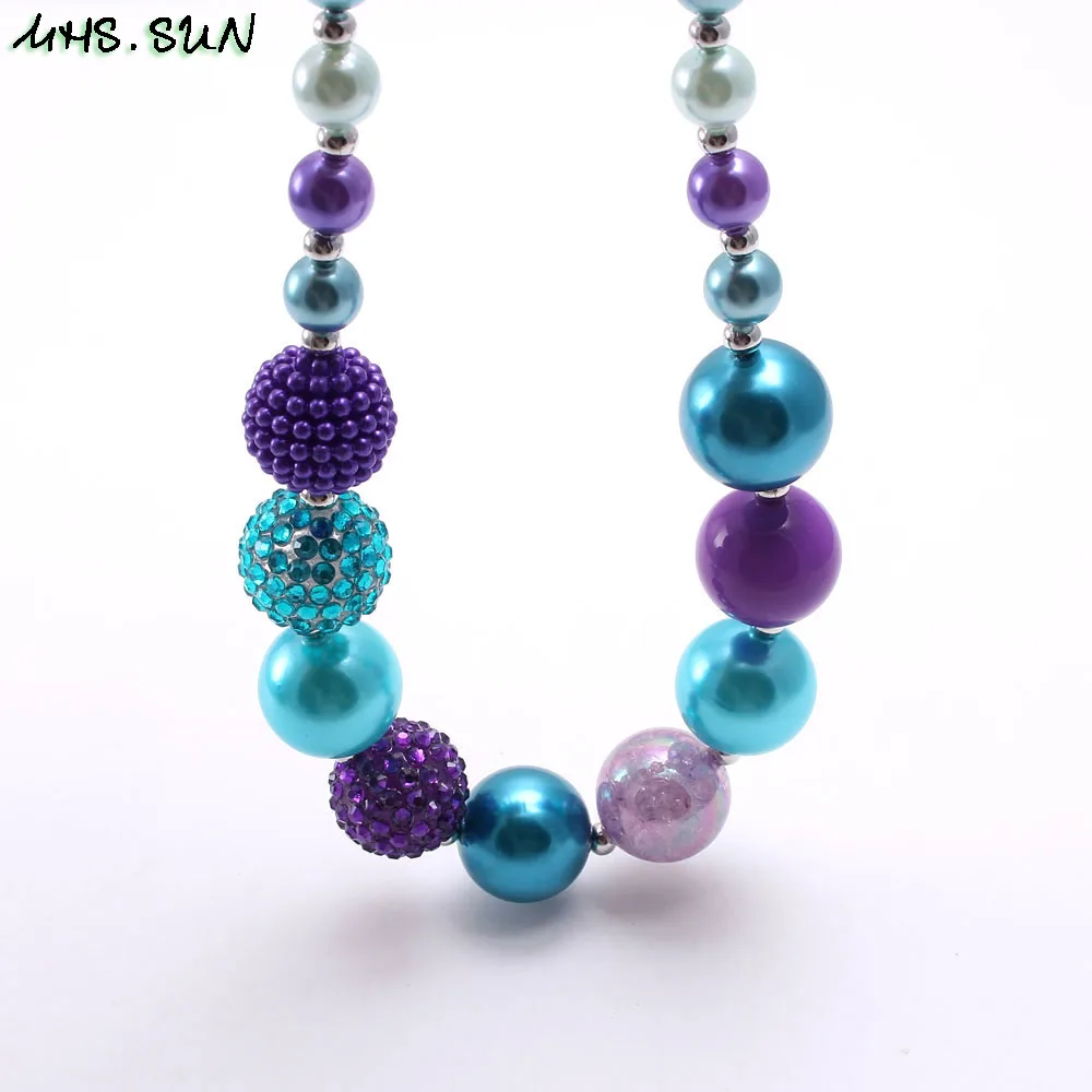 BN548 (10),$2.3.Child girls chunky beads necklace fashion acrylic rhinestone bubblegum beads neckalce for kids chunky jewelry 1pcs JPG