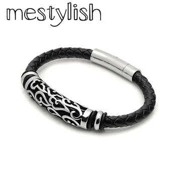 Mestylish 6mm Stainless Steel Press Clasp Leather Bracelet Stainless Steel Clouds Flower Pattern Tube Charms Bracelet Jewelry
Mestylish 6mm Stainless Steel Press Clasp Leather Bracelet Stainless Steel Clouds Flower Pattern Tube Charms Bracelet Jewelry