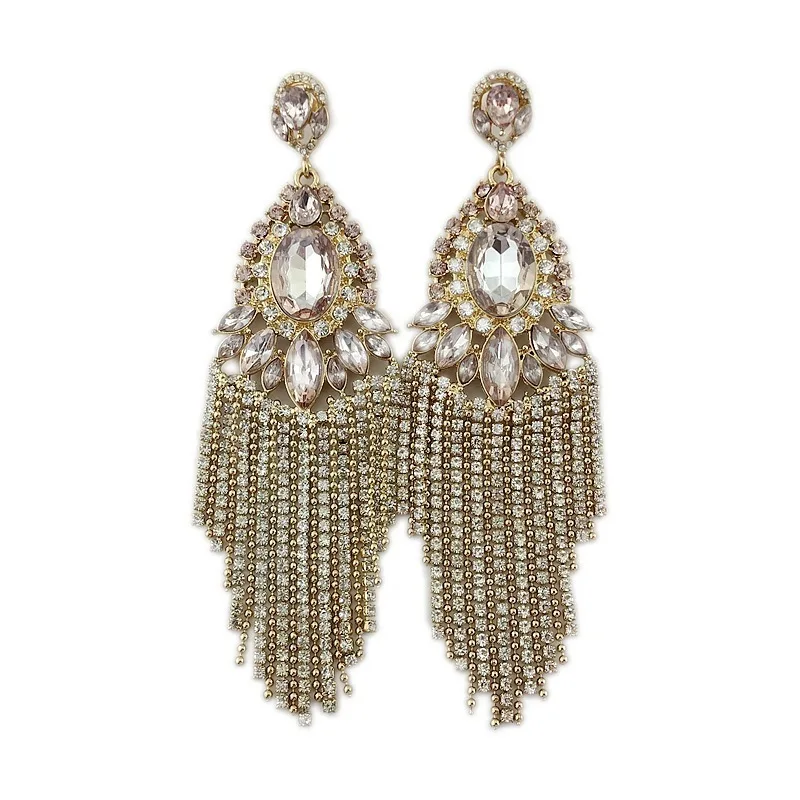 European Restore Fashion Tassels Glass Rhinestone Long Fund Temperament Eardrop Ornaments
European Restore Fashion Tassels Glass Rhinestone Long Fund Temperament Eardrop Ornaments