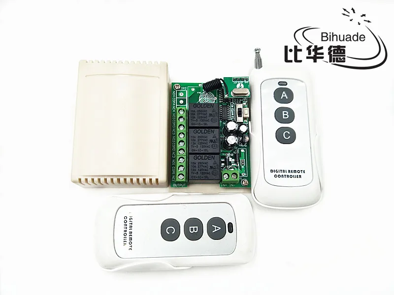 315Mhz Universal Wireless Remote Control Switch DC 12V 10A 3CH Relay Receiver Module Circuit with RF Remote 315 Mhz Transmitter
315Mhz Universal Wireless Remote Control Switch DC 12V 10A 3CH Relay Receiver Module Circuit with RF Remote 315 Mhz Transmitter
