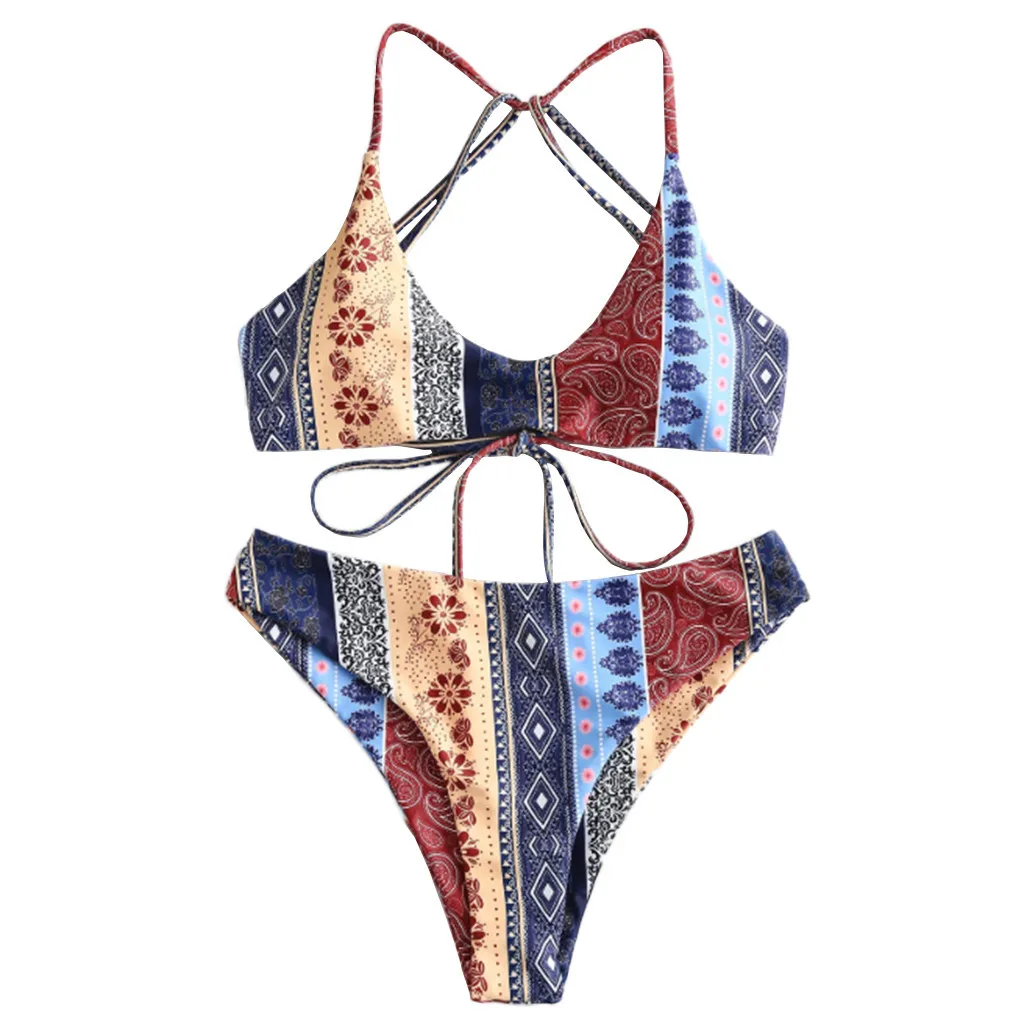Women Casual country style Swimwear Summer Girl Printing Bandage Bikini Set Brazilian Bandage Beachwear Open back Swimsuit 
Women Casual country style Swimwear Summer Girl Printing Bandage Bikini Set Brazilian Bandage Beachwear Open back Swimsuit