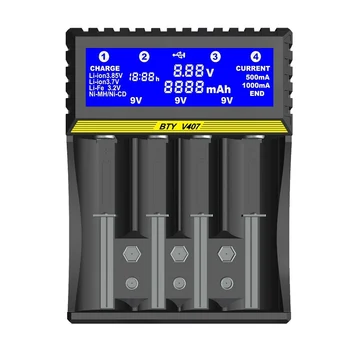 

BTY-V407 18650 battery charger Li-ion 3.7V Life 3.2V Ni-MH Ni-CD Smart fast 6F22 9V AA AAA 16340 14500 Battery Charger
