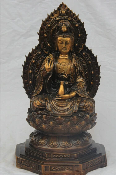 xd 003046 16" Chinese Buddhism Bronze Gilt Seat GuanYin Kwan-Yin Goddess Hold Vase Statue
xd 003046 16" Chinese Buddhism Bronze Gilt Seat GuanYin Kwan-Yin Goddess Hold Vase Statue