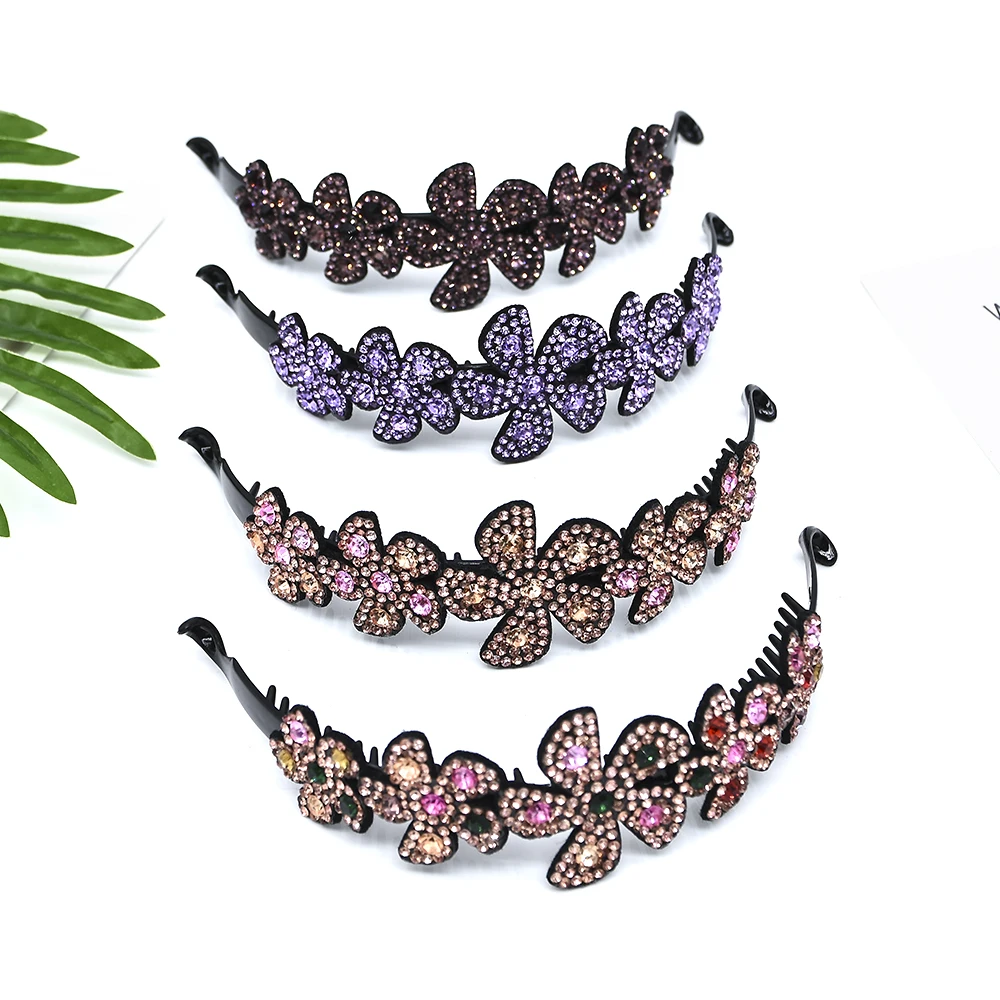 

New 4 colors Meatball Hair Accessories Women Hair Claws Headwear Crystal Rhinestone Flower Hairpin Twist Clip Korean Style 1 PC