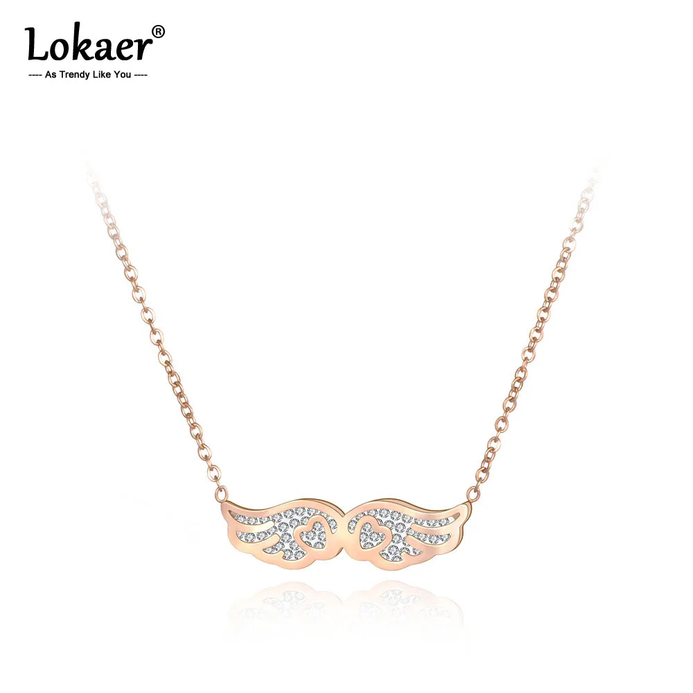 Lokaer Stainless Steel Angel Wings Pendant Necklaces Jewelry Rhinestone Rose Gold Chain Chokers Necklace For Women Girls N19009
Lokaer Stainless Steel Angel Wings Pendant Necklaces Jewelry Rhinestone Rose Gold Chain Chokers Necklace For Women Girls N19009
