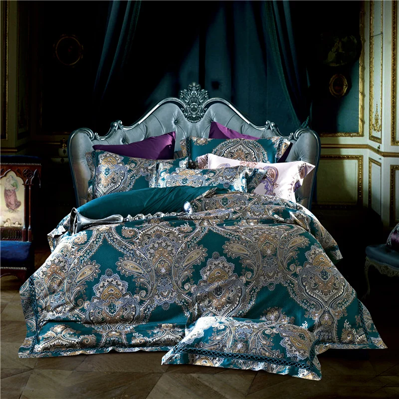High density Silk Cotton Jacquard Luxury Bedding set Europe Palace style Duvet cover set Bedsheet bed linen Queen King size 4Pcs
High density Silk Cotton Jacquard Luxury Bedding set Europe Palace style Duvet cover set Bedsheet bed linen Queen King size 4Pcs