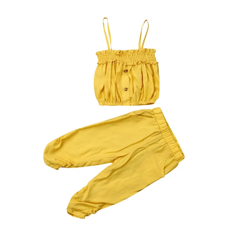 Casual Kids Baby Girl Clothing Sets 2Pcs 2019 Brand New Children Girl Solid Outfits Ruffle Sling Crop Top Vest+Pencil Pants 1-5Y
Casual Kids Baby Girl Clothing Sets 2Pcs 2019 Brand New Children Girl Solid Outfits Ruffle Sling Crop Top Vest+Pencil Pants 1-5Y