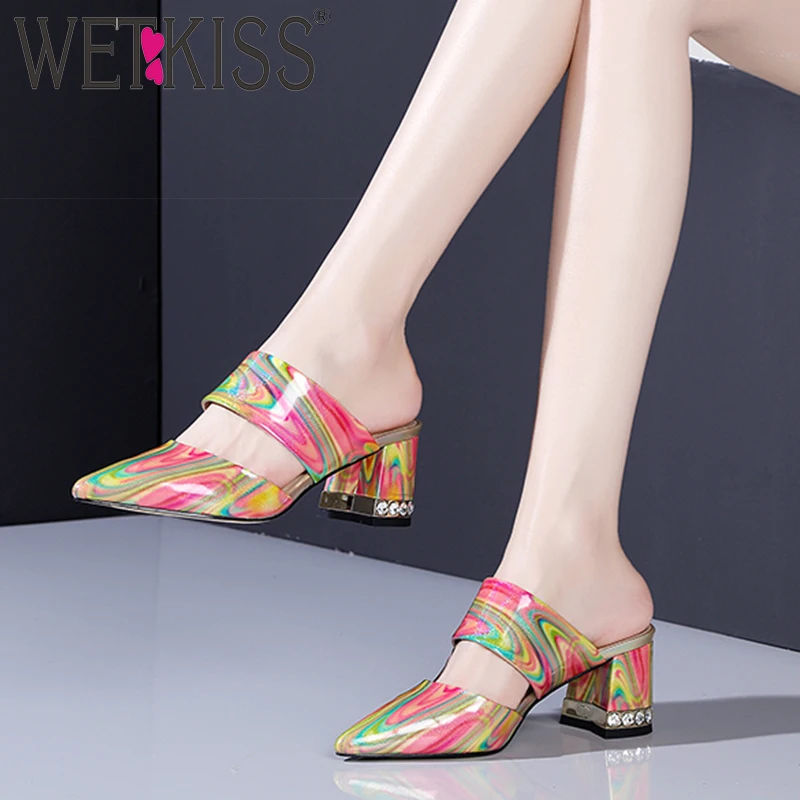 WETKISS Colorful Stripe Slippers Summer New Women Slides Shoes Female Crystal Heels High Mules Shoes Patent Leather Shoes Ladies
WETKISS Colorful Stripe Slippers Summer New Women Slides Shoes Female Crystal Heels High Mules Shoes Patent Leather Shoes Ladies