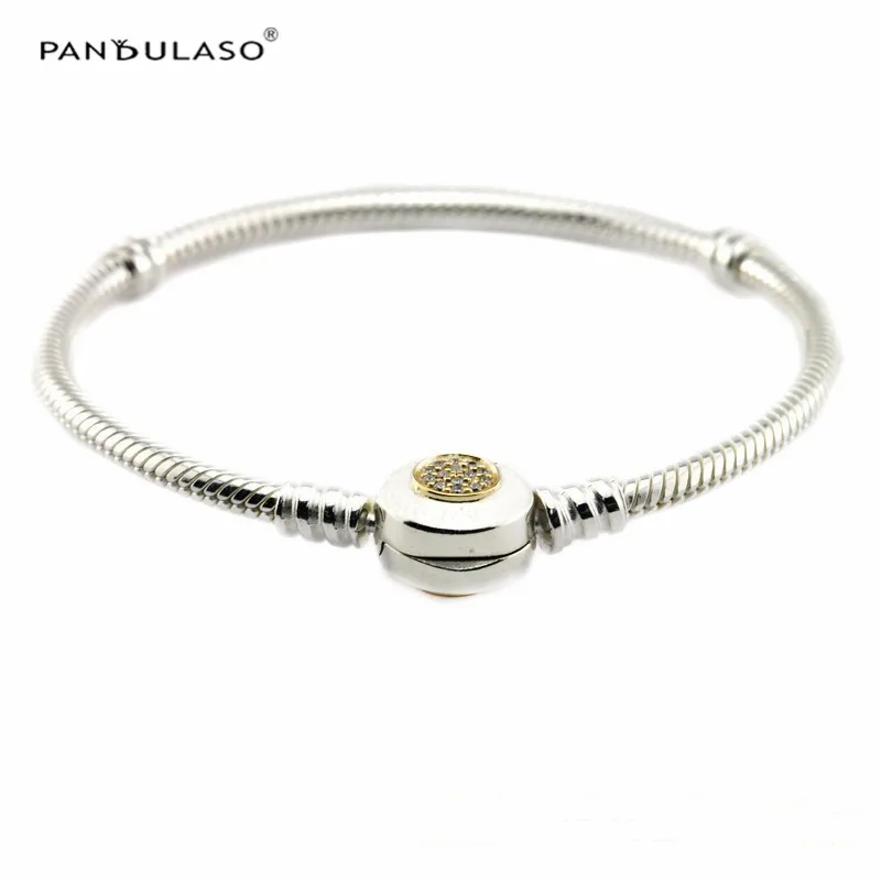 Pandulaso Signature Marked Crystal Clasp With real Golden Snake Chain Silver Bracelets for Women Fashion Silver 925 DIY Jewelry
Pandulaso Signature Marked Crystal Clasp With real Golden Snake Chain Silver Bracelets for Women Fashion Silver 925 DIY Jewelry