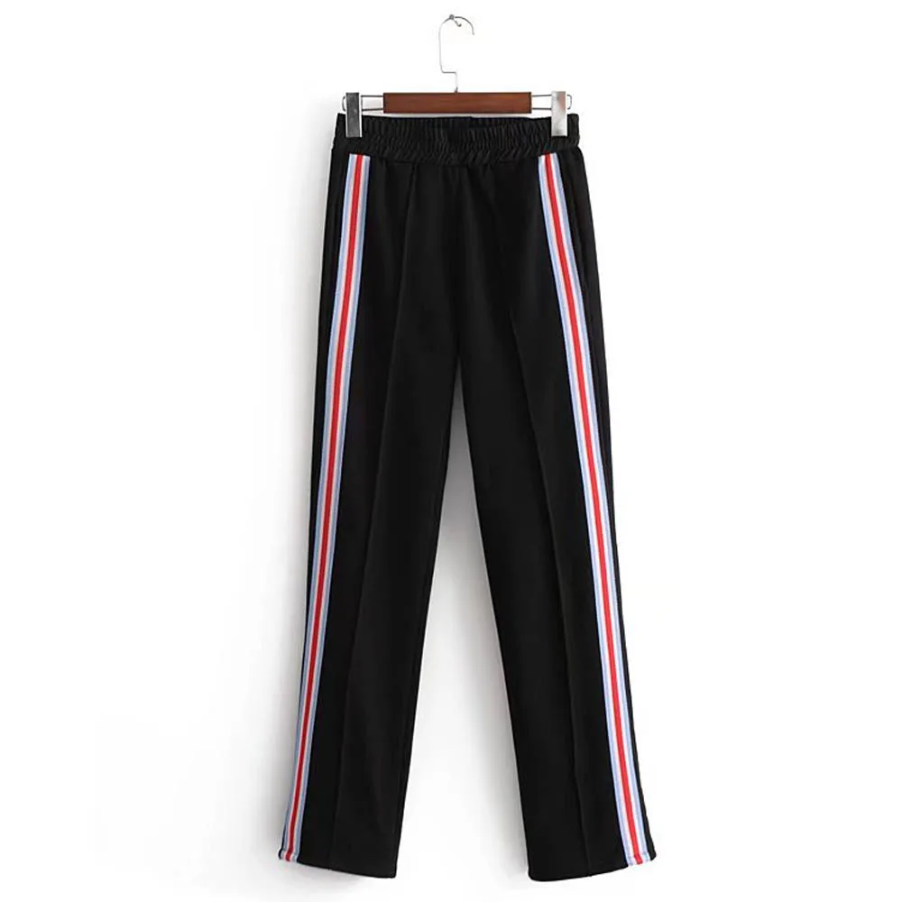 ANSFX Fashion Side Striped Patchwork Pants Elastic Waist Stylish Women Female Streetwear Casual Side Split Hem Trousers Black
ANSFX Fashion Side Striped Patchwork Pants Elastic Waist Stylish Women Female Streetwear Casual Side Split Hem Trousers Black