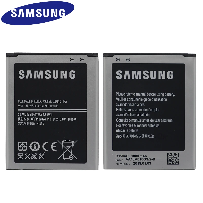 SAMSUNG Phone Battery B150AE B150AC 1800mAh For Samsung GALAXY Trend3 G3502 G3508 G3509 i8260 i8262 SM-G350E G350E G350
SAMSUNG Phone Battery B150AE B150AC 1800mAh For Samsung GALAXY Trend3 G3502 G3508 G3509 i8260 i8262 SM-G350E G350E G350