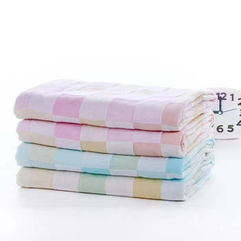 Gauze Cotton Double Layers Bath Towel Plaid Pattern Absorbent Bath Towels Blue/pink
Gauze Cotton Double Layers Bath Towel Plaid Pattern Absorbent Bath Towels Blue/pink