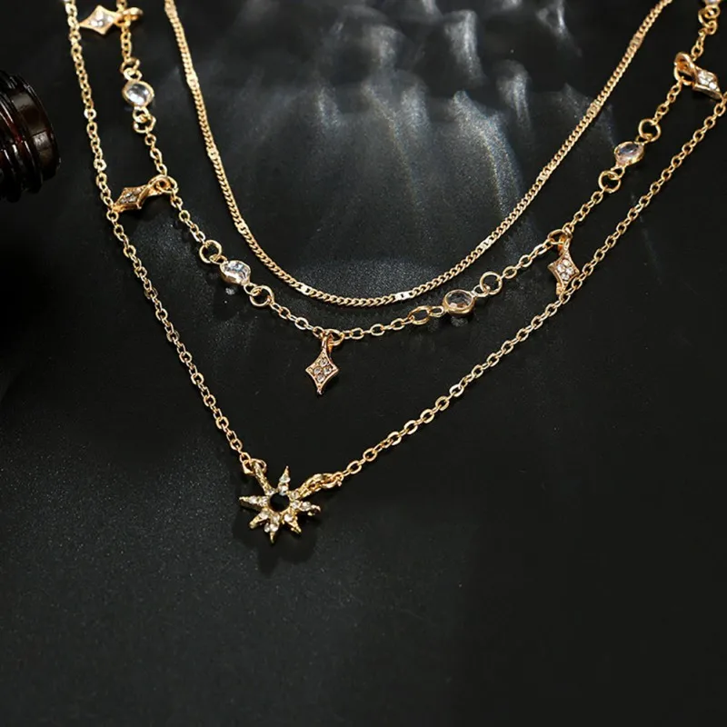 Women Three Layer Star Beads Pendant Chain Necklace Jewelry Gift Match the skirt For Girl Party Necklaces 2019 New Fashion
Women Three Layer Star Beads Pendant Chain Necklace Jewelry Gift Match the skirt For Girl Party Necklaces 2019 New Fashion