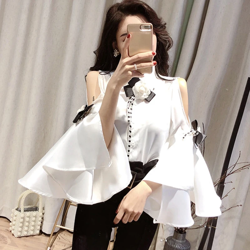 SHTONGHUA 2019 New Fashion Big Flare Sleeve Shirt Blusas Spring Women 3D Floral Off Shoulder Female Turn Dwon Collar Blouse Tops
SHTONGHUA 2019 New Fashion Big Flare Sleeve Shirt Blusas Spring Women 3D Floral Off Shoulder Female Turn Dwon Collar Blouse Tops
