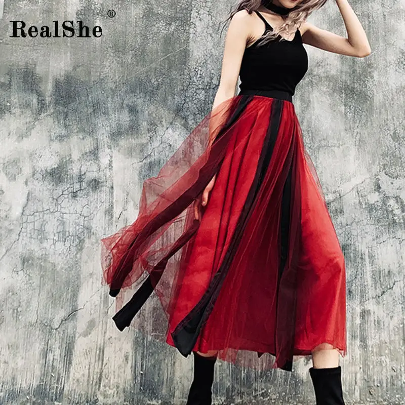 RealShe New Skirts Women High Elastic Waist Solid Loose Net Skirt Ladies Summer Casual Elegant Party Skrts Jupe Taille Haute
RealShe New Skirts Women High Elastic Waist Solid Loose Net Skirt Ladies Summer Casual Elegant Party Skrts Jupe Taille Haute