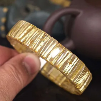 Natural Titanium Rutilated Quartz Crystal Yellow Golden Rectangle Bead Bracelet 15x6mm AAAAA
Natural Titanium Rutilated Quartz Crystal Yellow Golden Rectangle Bead Bracelet 15x6mm AAAAA