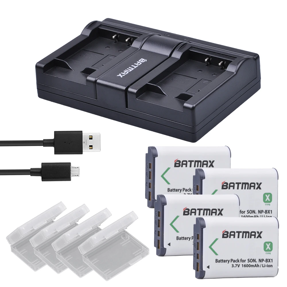 4 шт. NP-BX1 np bx1 Батарея + USB двойной Зарядное устройство для Sony DSC-RX100 dsc-wx500 IV HX300 WX300