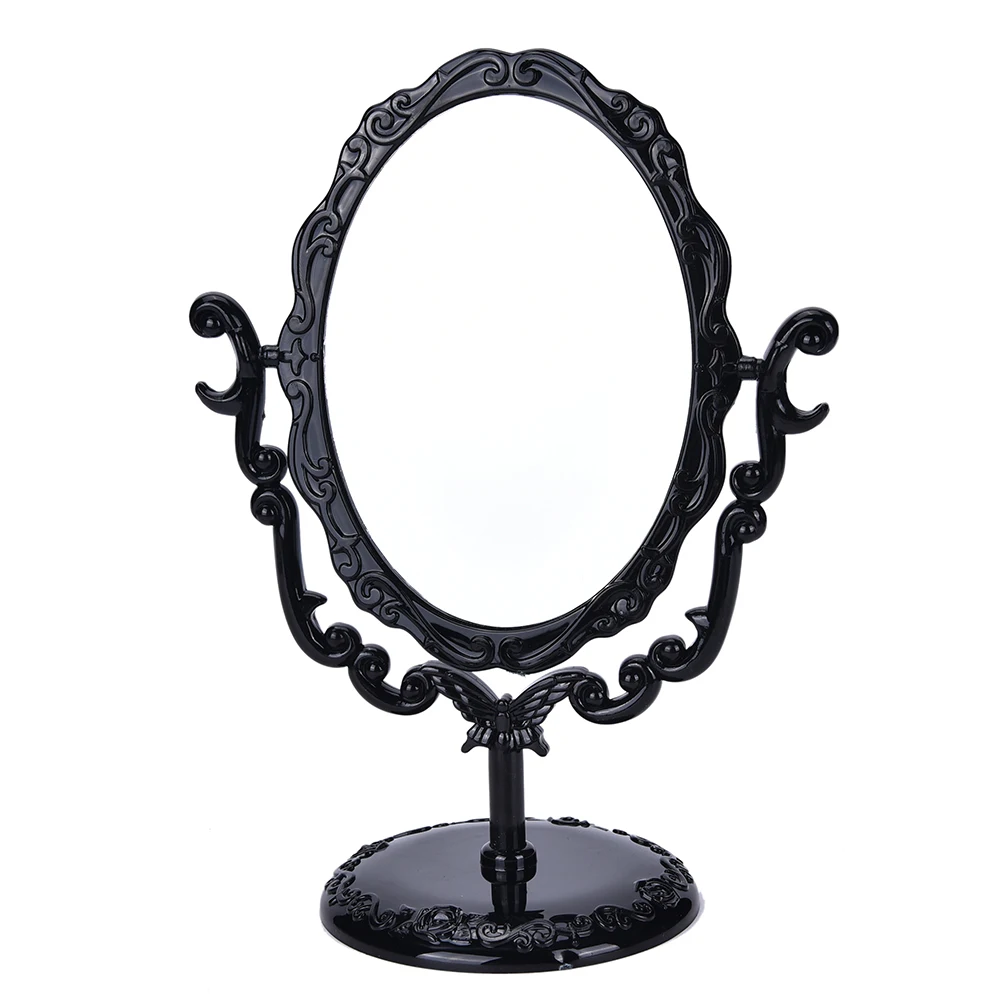 Черное винтажное королевское зеркало для макияжа настольное вращающееся