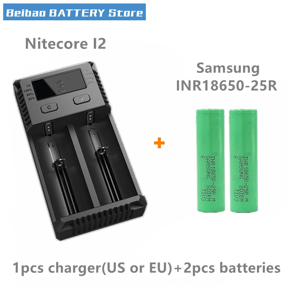 2pcs Original For Samsung INR18650-25R 2500mah 20A IMR 18650 rechargeable battery with Nitecore New I2 Digi battery charger LCD
2pcs Original For Samsung INR18650-25R 2500mah 20A IMR 18650 rechargeable battery with Nitecore New I2 Digi battery charger LCD